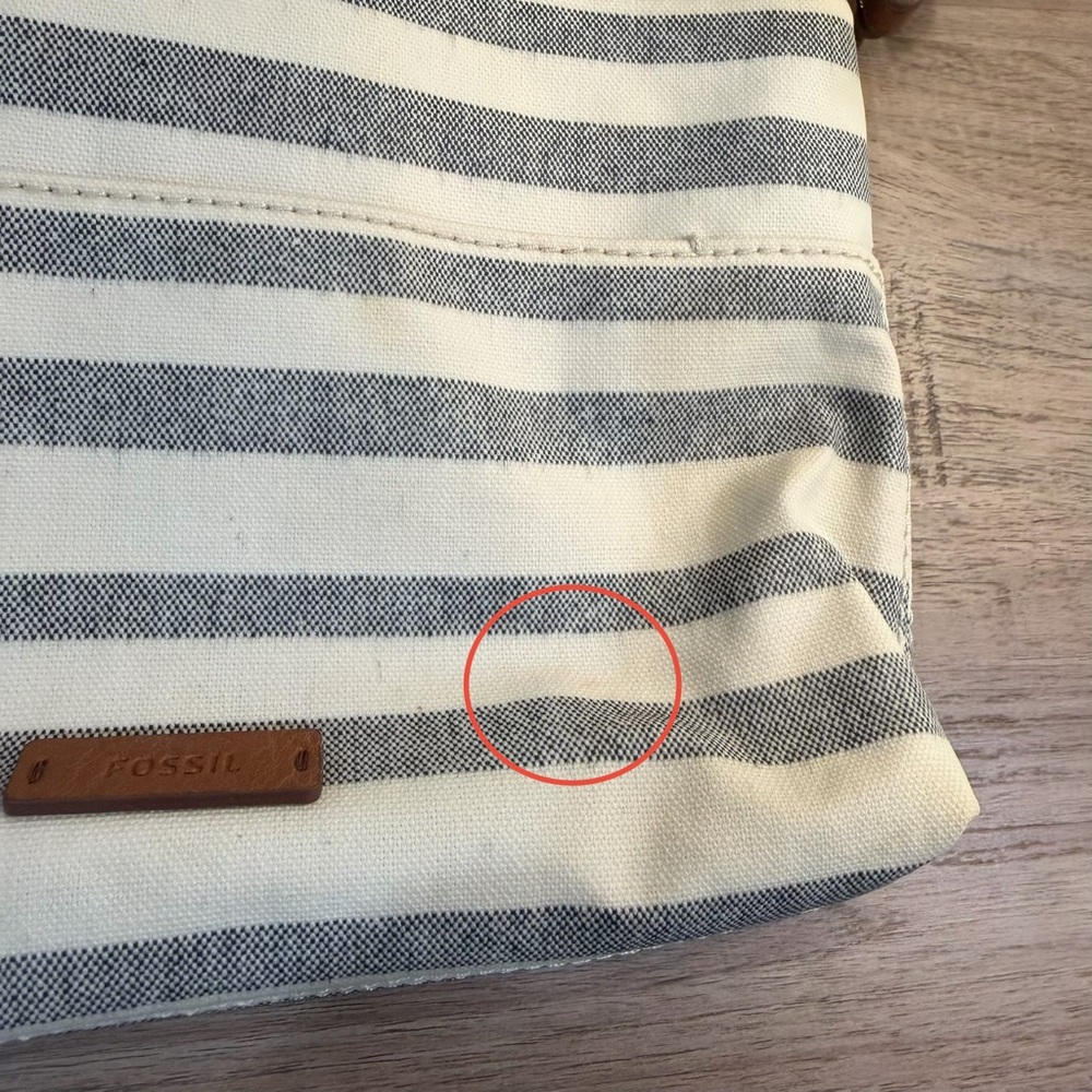 Fossil Fiona Striped Crossbody Bag with Tan Leather Trim - Picture 6 of 12